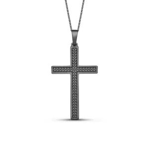 Pingente Apolo Cruz em Prata 925 com Ródio Negro