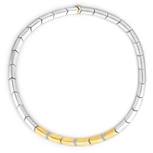 Colar Astrale em Prata 925 com Ouro Amarelo 18k e Diamantes, 42cm