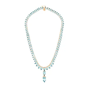 Colar Sirena em Ouro Rosé 18k com Topázios Sky e Topázios London, 46cm