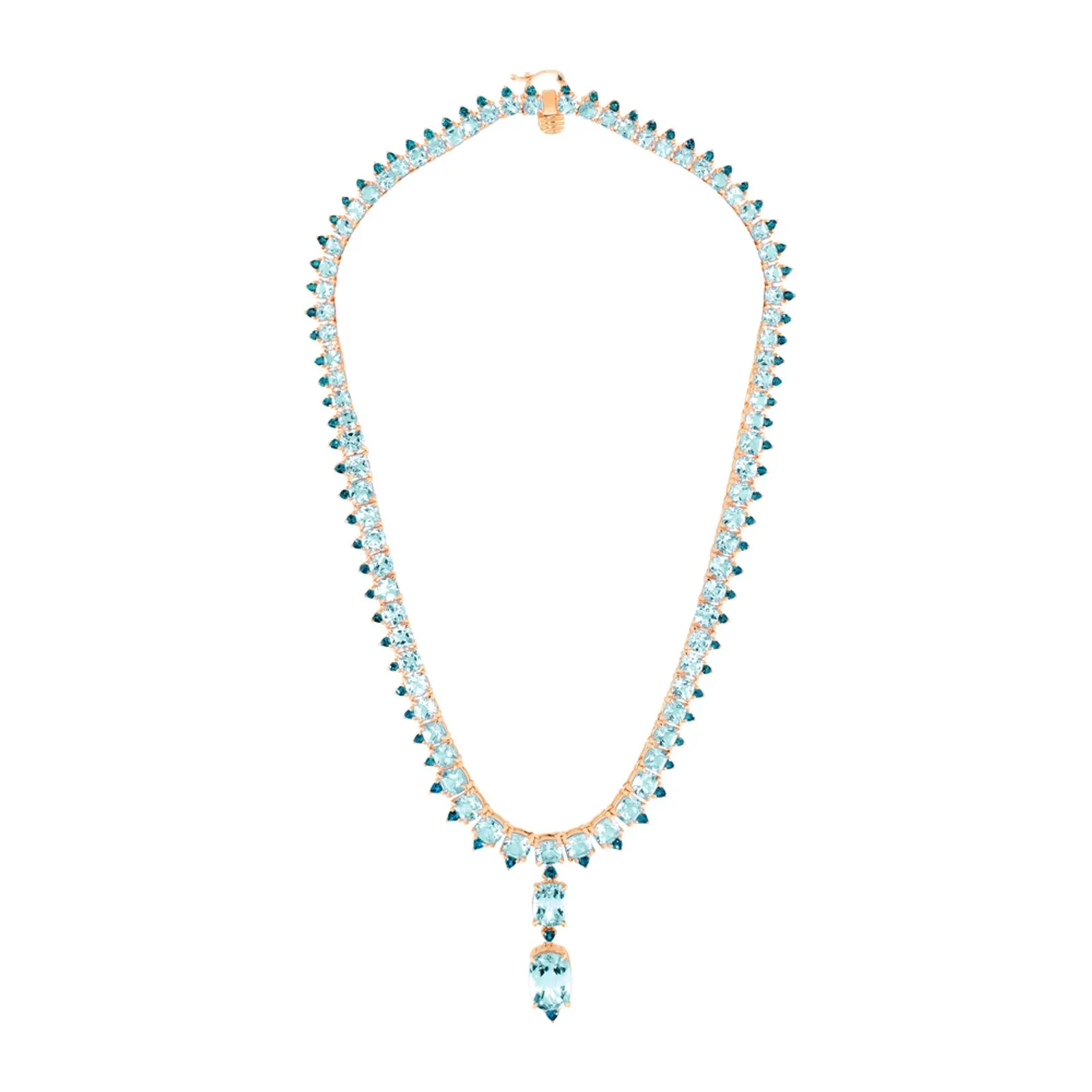 Colar Sirena em Ouro Rosé 18k com Topázios Sky e Topázios London, 46cm