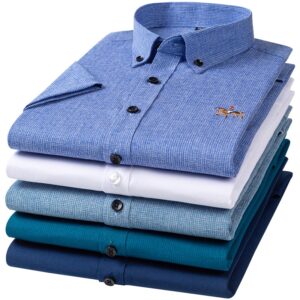 Casual Manga Curta Linho Algodão Bordado