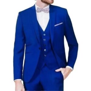 Terno Oxford Azul Royal +Calça+Colete Slim