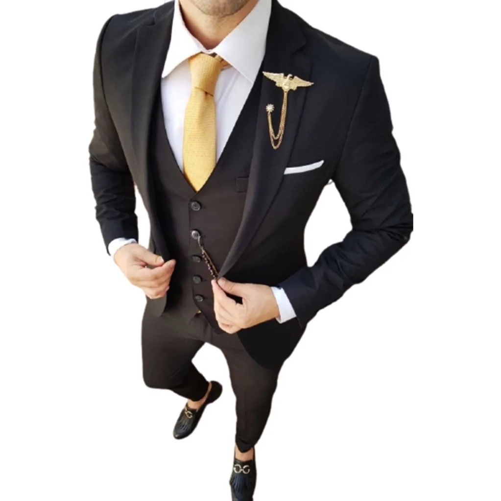 Terno Slim Masculino Completo - Calça+paleto+colete